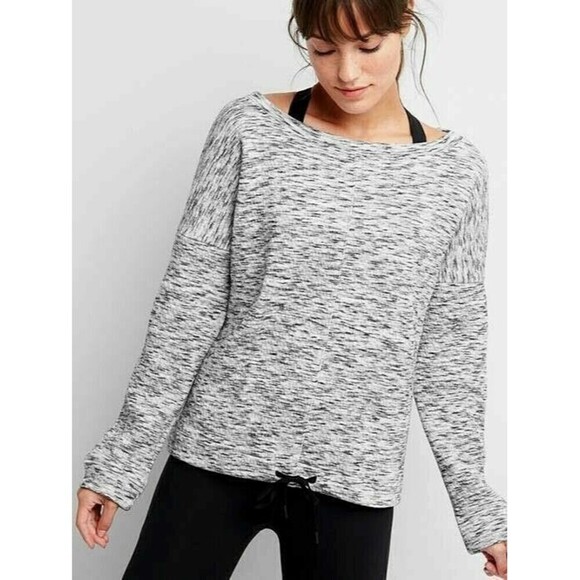 Gap Gapfit Sweatshirt Womens Size L Space Dyed Quilt Crinkle Pullover Drawstring - Picture 1 of 9